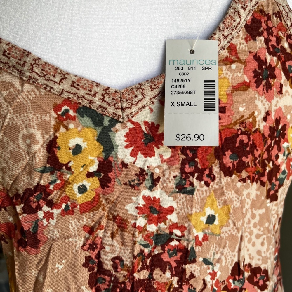 NWT Babydoll Tank Top Size‎ XS Women's Floral Sleeveless Y2K Romantic Whimsical - Picture 5 of 10